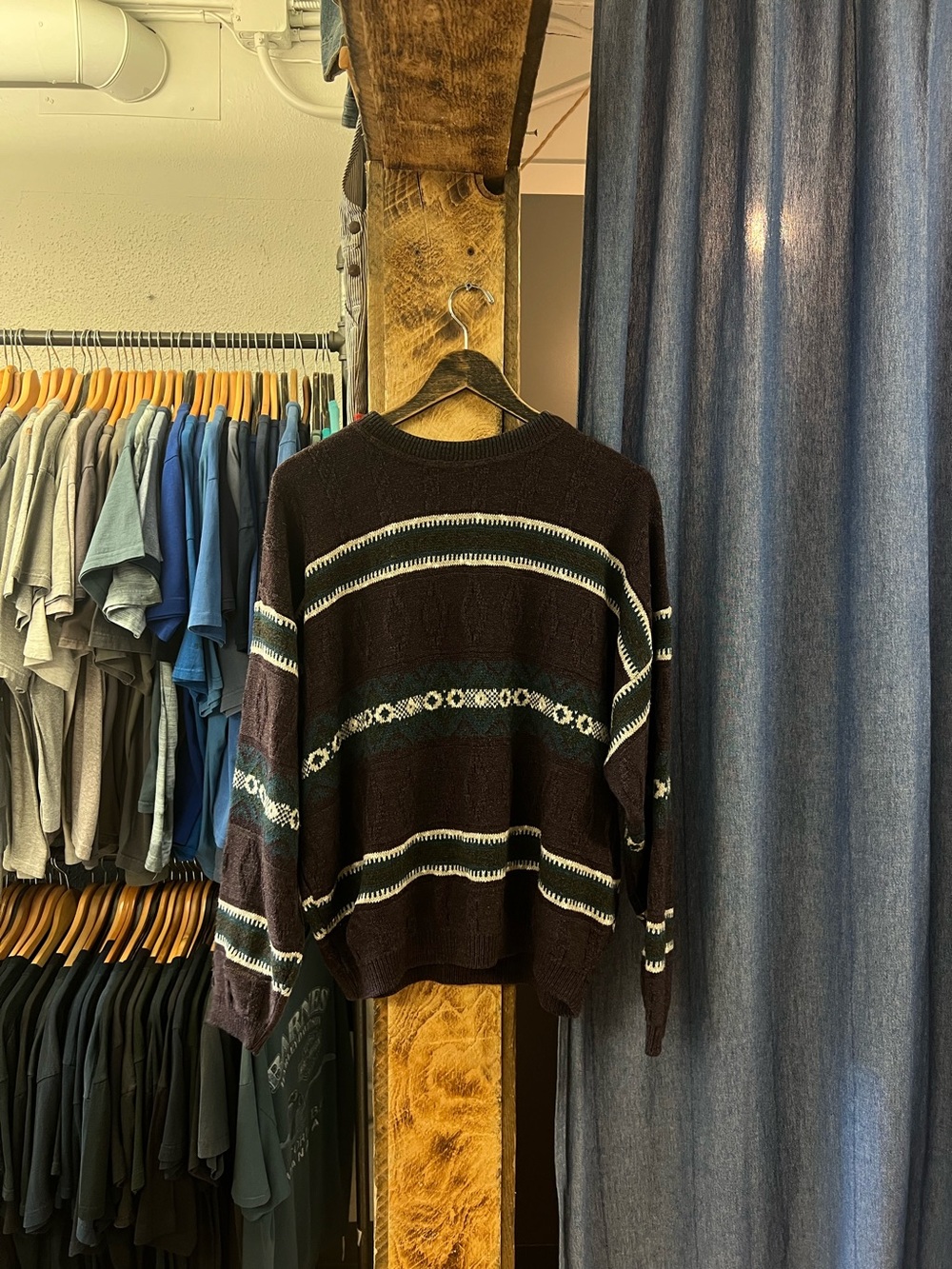 Vintage Purple And Green Patterned Knit Sweater
